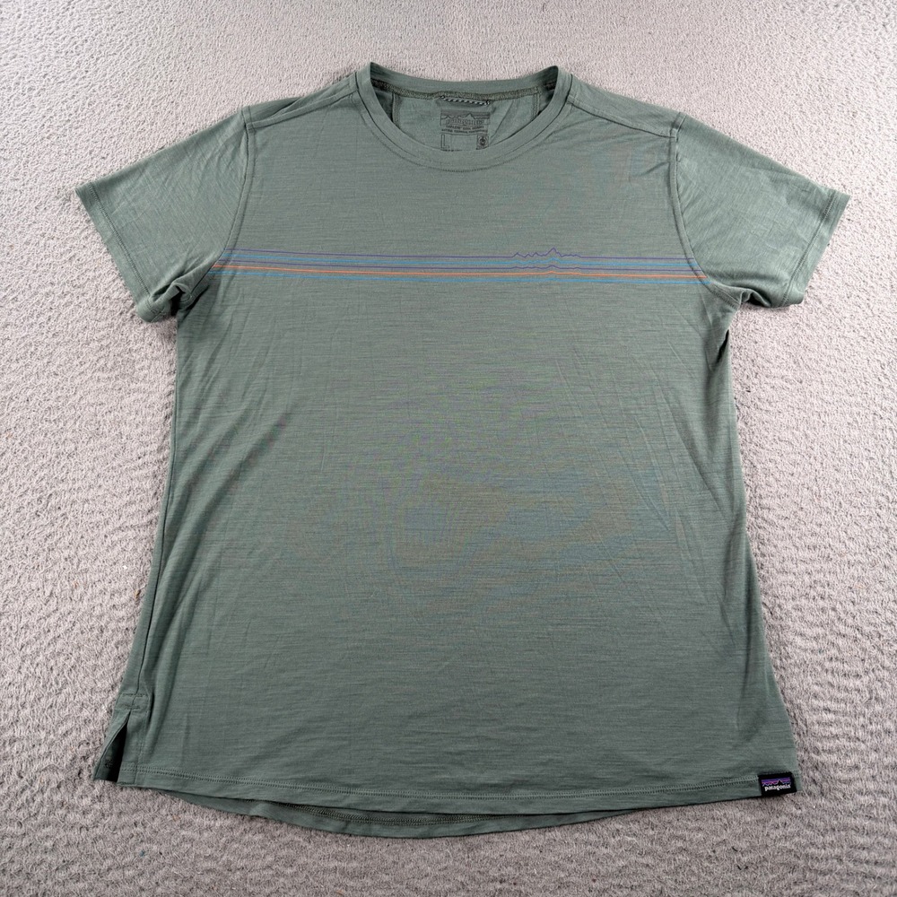 Patagonia Capilene Cool Merino Shirt Mens Large Green Hiking Technical